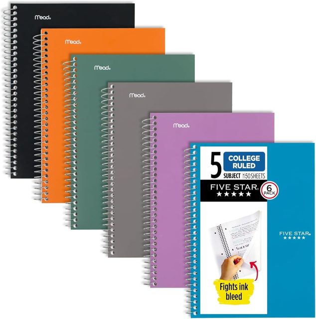 Five Star Spiral Notebooks (6-Pack)